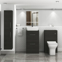 Royal Bathrooms 500mm Floor Standing Vanity Unit 2 Drawer Hale Black & Countertop Basin - Cube With Matt Black Handle - thumbnail 2