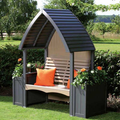 AFK Wooden Garden Arbour 'cottage' In Charcoal And Nutmeg - image 1