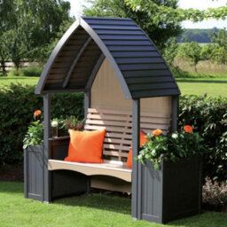 AFK Wooden Garden Arbour 'cottage' In Charcoal And Nutmeg - thumbnail 2