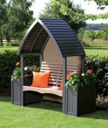AFK Wooden Garden Arbour 'cottage' In Charcoal And Nutmeg - thumbnail 4