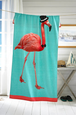 Deyongs Flamingo Printed Velour 75X150Cm Cotton Beach Towel - image 1