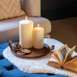 Ivyline Harvey Walnut Wooden Candle Plate D28Cm - thumbnail 5