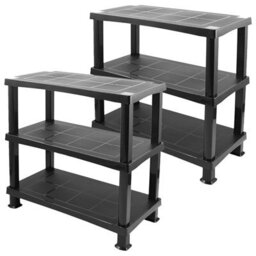 HEATON WHOLESALE 2 X Multipurpose 3 Tier Black Plastic Racking Shelving Unit For Home & Garage - thumbnail 3