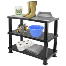 HEATON WHOLESALE 2 X Multipurpose 3 Tier Black Plastic Racking Shelving Unit For Home & Garage - thumbnail 2