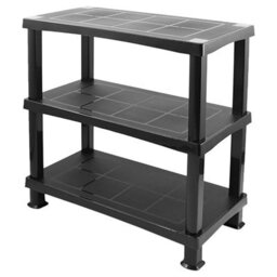 HEATON WHOLESALE 2 X Multipurpose 3 Tier Black Plastic Racking Shelving Unit For Home & Garage - thumbnail 1