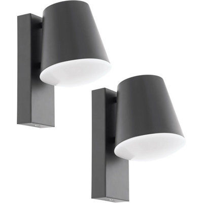 2 Pack Modern Ip44 Outdoor Wall Down Light In Anthracite Zinc Plated Steel 10W E27 - image 1
