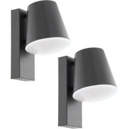 2 Pack Modern Ip44 Outdoor Wall Down Light In Anthracite Zinc Plated Steel 10W E27