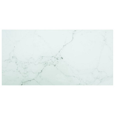 Berkfield Table Top White 100X50 Cm 6mm Tempered Glass With Marble Design - image 1