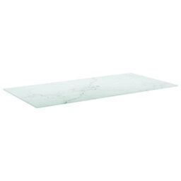 Berkfield Table Top White 100X50 Cm 6mm Tempered Glass With Marble Design - thumbnail 2