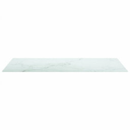 Berkfield Table Top White 100X50 Cm 6mm Tempered Glass With Marble Design - thumbnail 3
