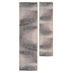Loomed Abstract Design Cotton Chenille Rug Blue Teal Machine Washable 80Cm X 300Cm - thumbnail 2