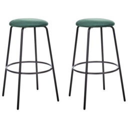 Beliani Set Of 2 Bar Chairs Morton Velvet Emerald Green - thumbnail 1