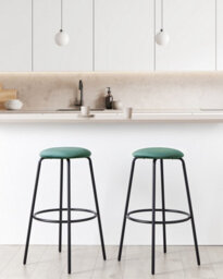 Beliani Set Of 2 Bar Chairs Morton Velvet Emerald Green - thumbnail 2