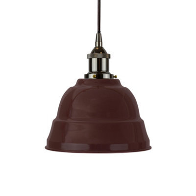 Burgundy Red Lincoln Painted Dome Pendant Light With Black Nickel Lamp Holder And Black Round Cable - Se Home - image 1
