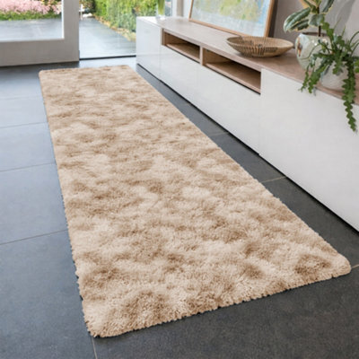 Aspire Homeware Non-Slip Tie Dye Beige Shaggy Rug Soft Fluffy, Medium Hallways Runner, (L)150Cm X (W)80Cm - image 1