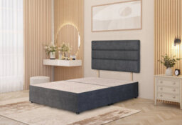 Somnior Beds Somnior Chambery Plush Velvet 3Ft Single Divan Bed Base With Upholstered Headboard Charcoal - thumbnail 5