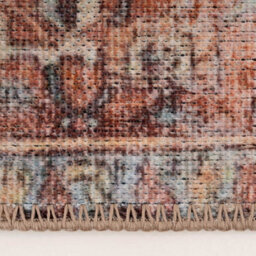 Loomed Distressed Terracotta Blue Persian Style Washable Non Slip Rug 240X330Cm - thumbnail 6
