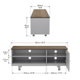 "AVF Whitesands 1.2M Tv Stand. For Tvs Up To 60"" - Satin Grey & Wood" - thumbnail 6