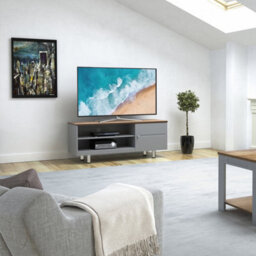 "AVF Whitesands 1.2M Tv Stand. For Tvs Up To 60"" - Satin Grey & Wood" - thumbnail 2
