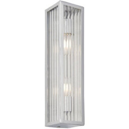 Bathroom Wall Light Fitting - Chrome Plate & Ribbed Glass Shade - Twin Lamp - thumbnail 1