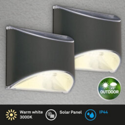 Briloner Led Solar Outdoor Wall Light Black 10Cm 3000K Ip44 - thumbnail 2
