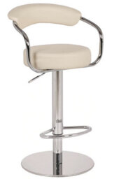 Lamboro Zenith Deluxe Kitchen Bar Stool, Footrest, Height Adjustable Swivel Gas Lift, Home Bar & Breakfast Barstool, Faux-Leather, Cream - thumbnail 1