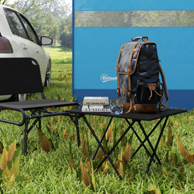 Outsunny Folding Camping Table For Outdoor Camping, Picnic, Hiking, Black - image 1