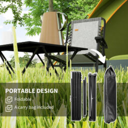 Outsunny Folding Camping Table For Outdoor Camping, Picnic, Hiking, Black - thumbnail 4