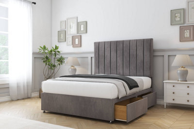 "Comfort Tokyo Slate Naples Divan Bed Base 4 Drawers - 26"" Strutted  5' King" - image 1