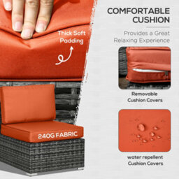 Outsunny 8 Pieces Patio Rattan Sofa Set Outdoor Garden Furniture Set Orange - thumbnail 5