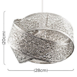 Valuelights Hacienda Silver Ceiling Shade And Bulb (D)30Cm - thumbnail 6