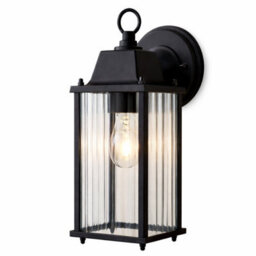 CGC Interiors Cgc Santiago Black Coach Lantern Wall Light With Ribbed Glass - thumbnail 2