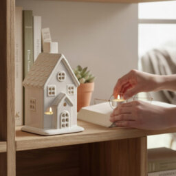 Four Candle Satchville Ceramic House Tealight Holder - thumbnail 2