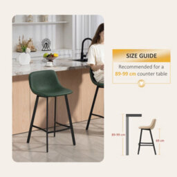 Homcom Bar Stools Set Of 2, Bar Chairs With Back And Steel Legs, Green - thumbnail 7
