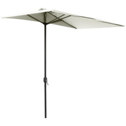 Outsunny 2.3M Garden Balcony Half Round Umbrella Metal Parasol Umbrella Beige - thumbnail 2