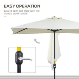 Outsunny 2.3M Garden Balcony Half Round Umbrella Metal Parasol Umbrella Beige - thumbnail 5