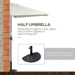 Outsunny 2.3M Garden Balcony Half Round Umbrella Metal Parasol Umbrella Beige - thumbnail 6