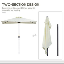 Outsunny 2.3M Garden Balcony Half Round Umbrella Metal Parasol Umbrella Beige - thumbnail 4