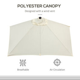 Outsunny 2.3M Garden Balcony Half Round Umbrella Metal Parasol Umbrella Beige - thumbnail 7