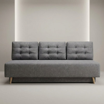 Bella Sofa Bed For Living Room With Polyurethane Foam Bonell Springs Wooden Frame Storage And Cushions Grey - image 1