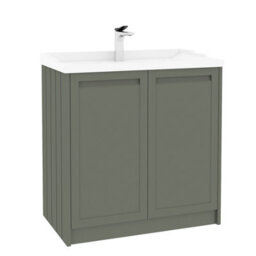 Royal Bathrooms Elmore 800mm Floor Standing 2 Door Bathroom Vanity Unit With Traditional Ceramic Basin Sink - Matt Green - thumbnail 6