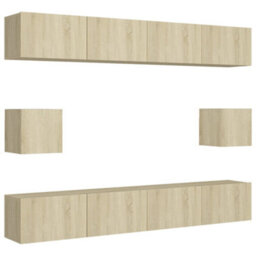 Berkfield 6 Piece Tv Cabinet Set Sonoma Oak Engineered Wood - thumbnail 2