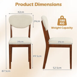 Gainoom Sherpa Dining Chairs Set Of 2 Armless Accent Side Chairs W/ Rubber Wood Legs - thumbnail 2