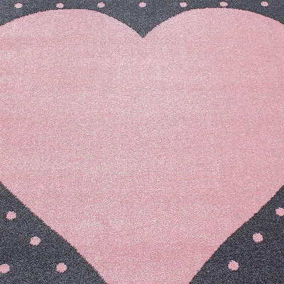 Bravich Pink & Grey Heart Circle Kids Rug - Bambi - 120Cm - image 1