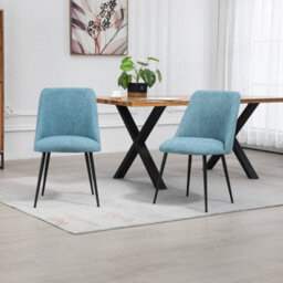 Set Of 2 Morandi Fabric Dining Chairs - Teal