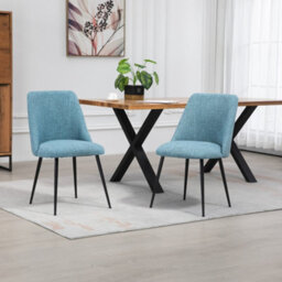 Set Of 2 Morandi Fabric Dining Chairs - Teal - thumbnail 2