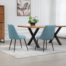 Set Of 2 Morandi Fabric Dining Chairs - Teal - thumbnail 5