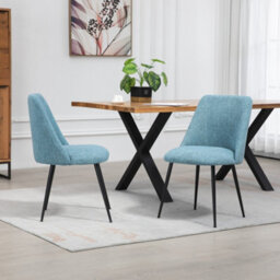 Set Of 2 Morandi Fabric Dining Chairs - Teal - thumbnail 3