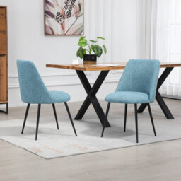 Set Of 2 Morandi Fabric Dining Chairs - Teal - thumbnail 4