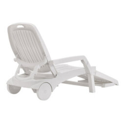 Living And Home White Foldable Garden Sun Lounge Plastic Lounger Recliner Armchair With Wheels - thumbnail 5